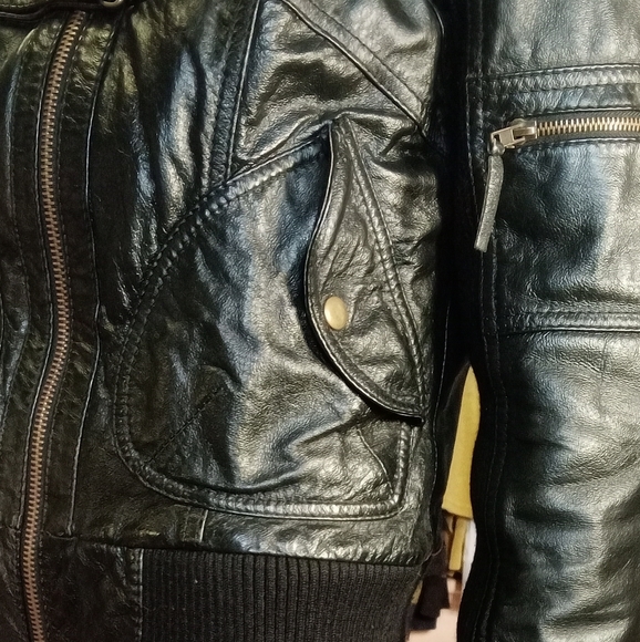 Hooded Leather Biker Jacket - Picture 6 of 11